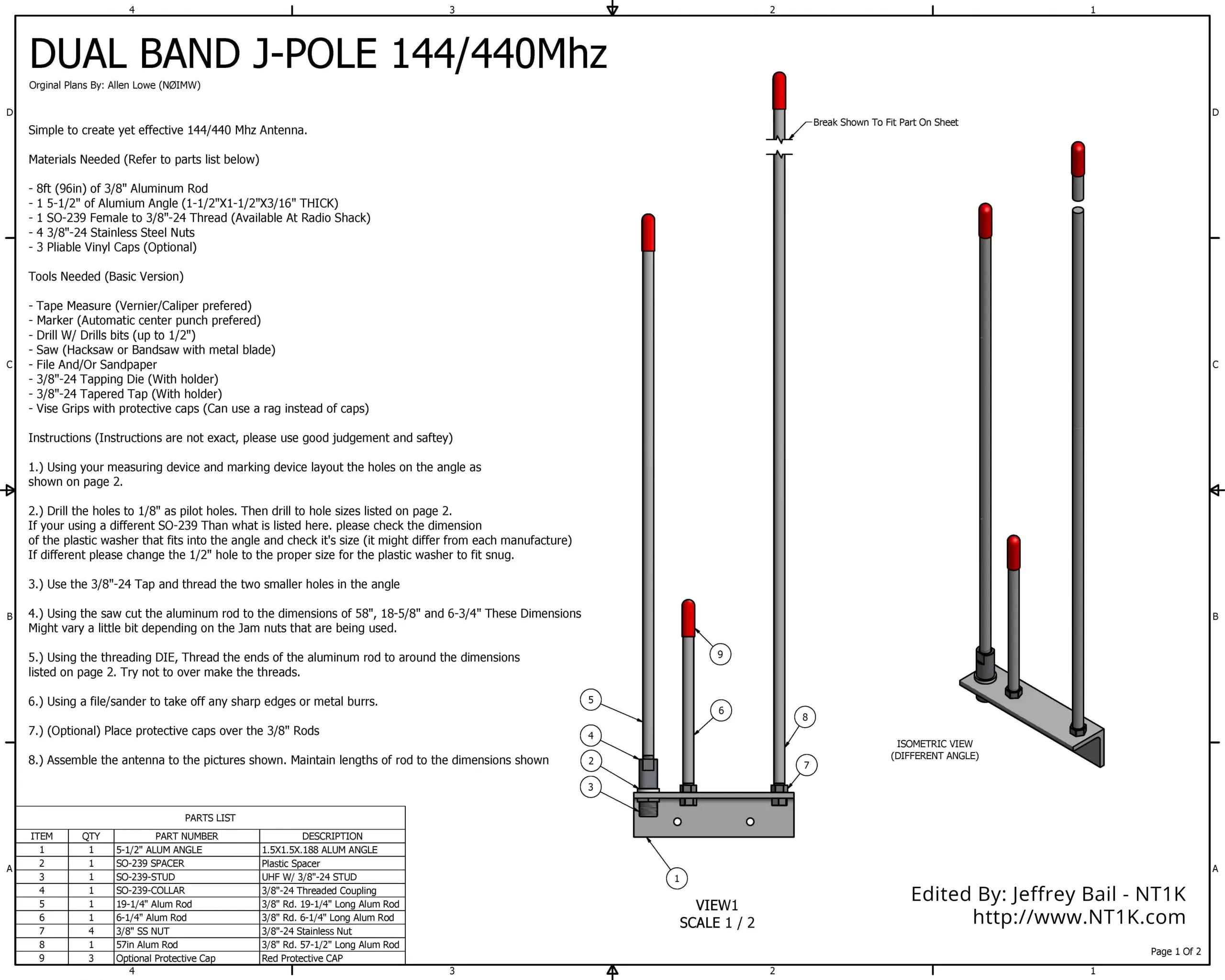 WE7OMG Pockrus Open Stub J-Pole - Front View